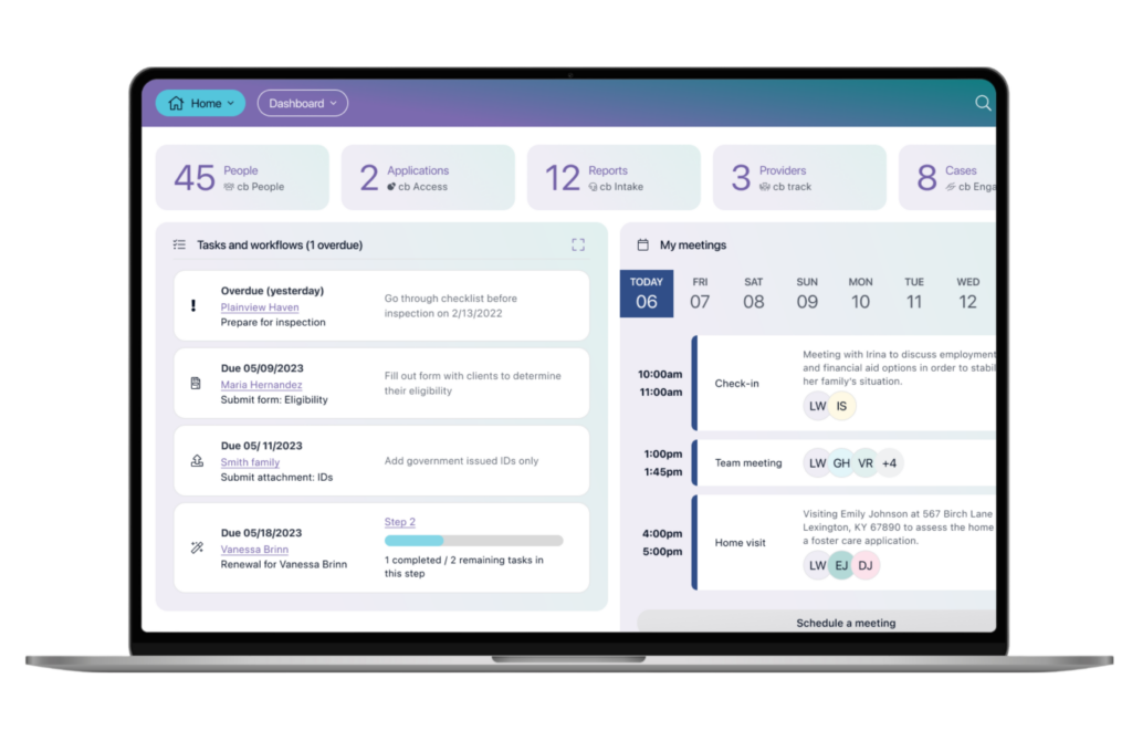 Casebook human services software dashboard